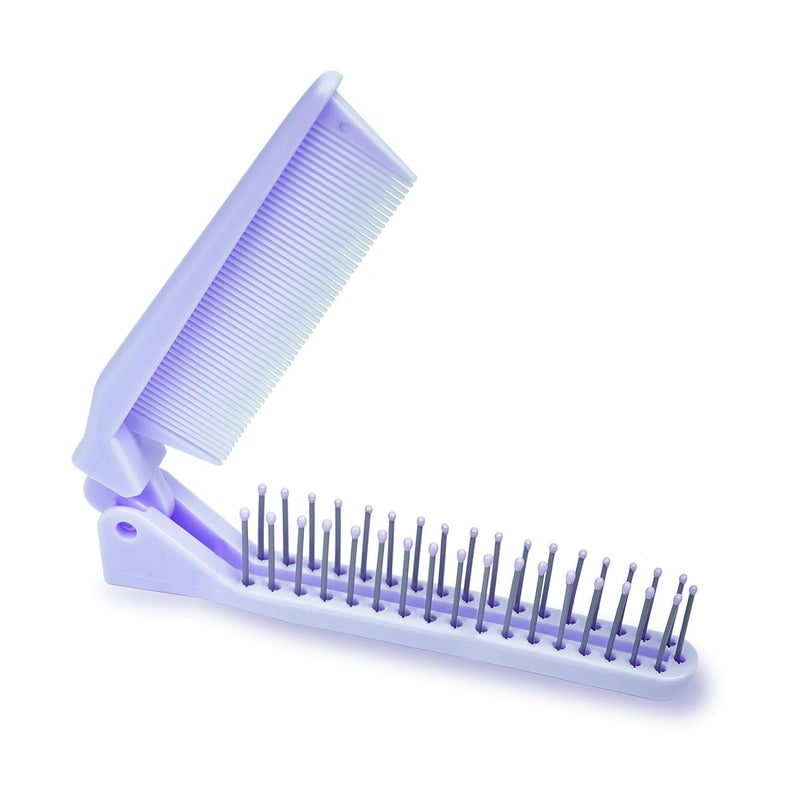 RHOS Brand Hair Comb, Double Head Folding Travel Hair Brush - Mini Pocket Size Comb for Women and Girls, Detangling Hair Comb for Purse, Bags, All Hair Types (Purple) - Image 1